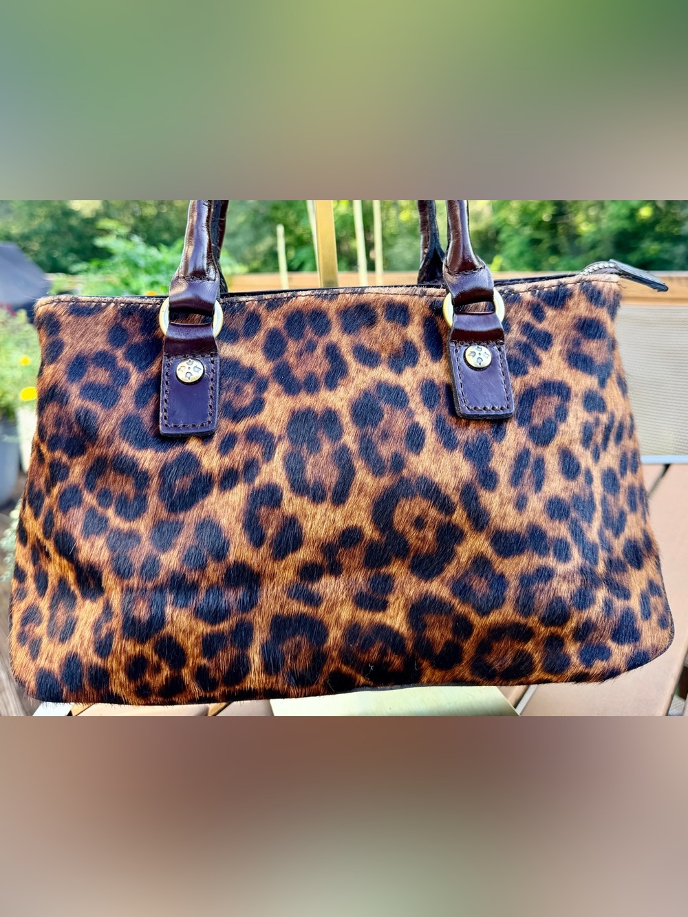 Patricia Nash Rienzo Leopard Calf Hair Leather Satchel. 🐆RARE🐆 model P357283 - Picture 5 of 13